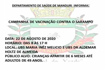Campanha de Vacinação contra o Sarampo em Manduri
